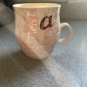 Anthropologie Blush Ceramic Initial “A” Mug